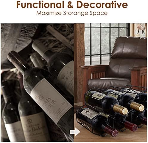 Fomanish 7 Bottle Holder - Freestanding Wine Rack, Modern Metal Tabletop Holder for Kitchen & Wine Cellar