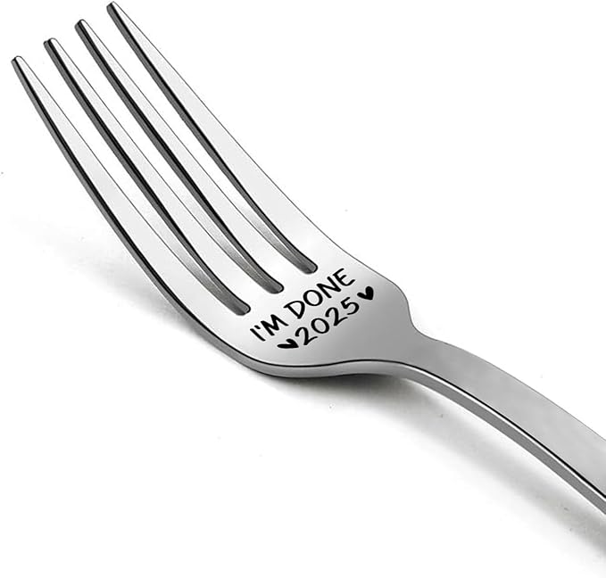 I'M DONE 2025 Engraving Fork,Retirement Fork Gifts for Women Men Friends Coworker Leader,Colleague Boss Teacher,Birthday Valentine Christmas Graduation Ceremony Gifts