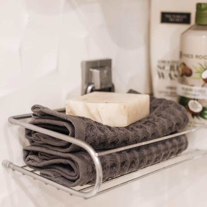 sea me at home Waffle Washcloths Set, 100% Turkish Cotton (Charcoal)