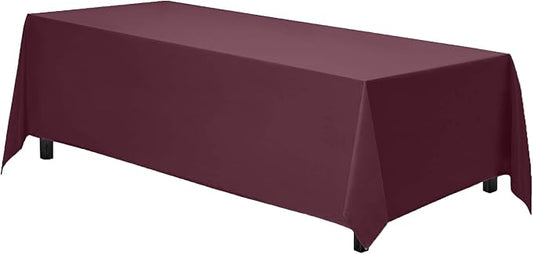 Gee Di Moda Rectangle Tablecloth - 90 x 156 Inch Burgundy Table Cloth for 8 Foot Tables with Floor-Length Drop - Heavy Duty Washable Fabric for Holiday Party, Dinner, Weddings & Baby Shower