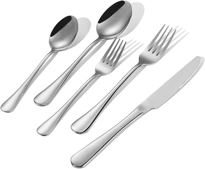 Aafeen 20 Piece Silverware Flatware Cutlery Set | 18/10 Stainless Steel Flatware Set For 4 | Heavy Duty, Durable, Rust Proof Mirror Polished, Elegant Tableware (1.17)
