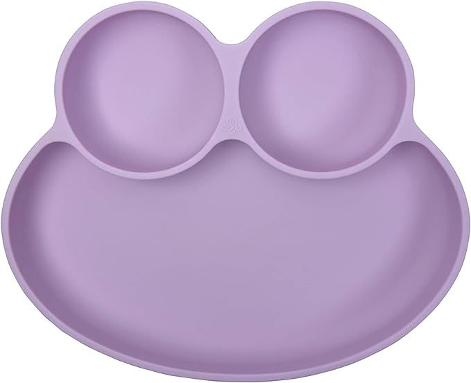 Abiie Octopod Frog Silicone Plates with Suction - Spill Proof, Easy to Clean - BPA-Free Bowl - Suction Plates for Baby and Toddler - Training & Feeding Divided Grip Dish (Pink Lavender)