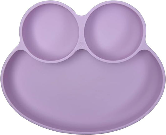 Abiie Octopod Frog Silicone Plates with Suction - Spill Proof, Easy to Clean - BPA-Free Bowl - Suction Plates for Baby and Toddler - Training & Feeding Divided Grip Dish (Pink Lavender)