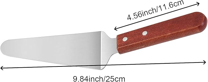 FUNSUEI 20 Pack 10 Inches Wood Handle Pizza Pie Server, Stainless Steel Pie Server Spatula, Transfer Triangular Spade Spatula for Lifting, Serving Cakes, Pies, Pizza, Steaks, Fish Fillets, Lasagna