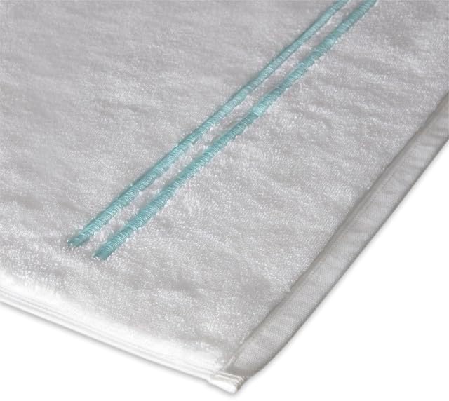 Maisonette Loft Baratta Egyptian Cotton Turkish Bath Towels, Soft & Absorbent, Ideal Quick Dry Large Bathroom Towel Set for Shower (30" x 58", 4 Pack) - White, Turqouise Striped