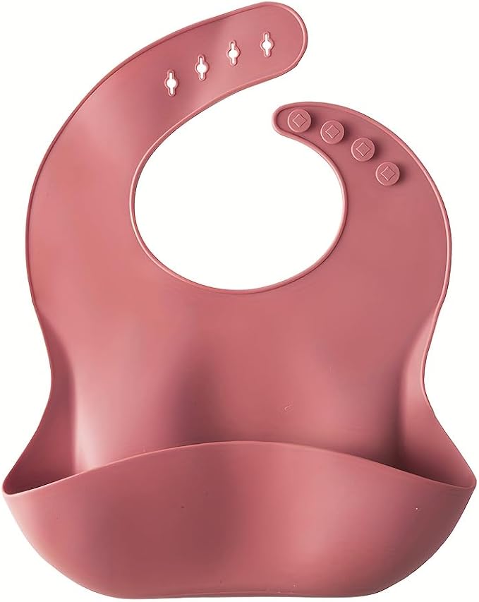 6-Piece Baby Feeding Set, Silicone Baby Mealtime Kit for Food-Grade Strong Suction Baby Plate+Baby Cup+ Bib+Fork+Spoon+Bowl, Toddler Eating Essentials Washable Parenting Gift Idea (Burgundy)