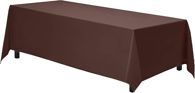 Gee Di Moda Rectangle Tablecloth - 90 x 156 Inch Chocolate Table Cloth for 8 Foot Tables with Floor-Length Drop - Heavy Duty Washable Fabric for Holiday Party, Dinner, Weddings & Baby Shower