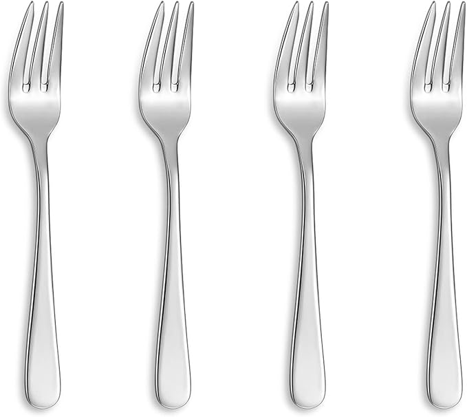 KEAWELL Premium Louise Forks, Set of 4, 18/10 Stainless Steel, Forks Silverware with Round Edge, Exceptional Mirror Finish, Dishwasher Safe (6.1" Small Fork)