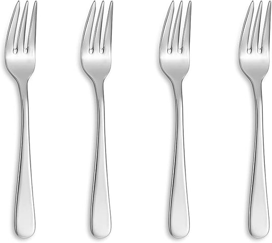 KEAWELL Premium Louise Forks, Set of 4, 18/10 Stainless Steel, Forks Silverware with Round Edge, Exceptional Mirror Finish, Dishwasher Safe (6.1" Small Fork)