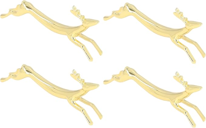 GOTOTOP 4Pcs Chopstick Rest, Reusable Cute Animal Gold Chopstick Holder for Home Restaurant Party (Little Deer Pattern)