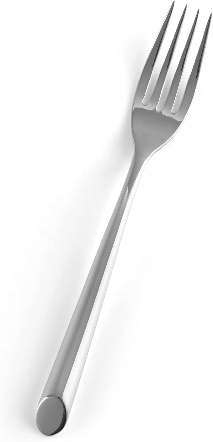 Nambe Stainless Steel Flatware Set – 5-Piece Cutlery with Angled Handle Design, Modern Fork, Knife & Spoon for Tableware Decor – Convenient Cleaning, Stylish & Long-Lasting Tableware