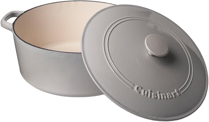 Cuisinart Chef's Classic Enameled Cast Iron Round Covered Casserole (Cool Grey, 7- Quart)