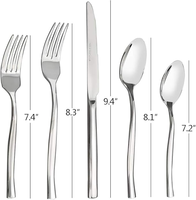 Idomy 60-Piece Stainless Steel Flatware Set, Cutlery Set Service for 12