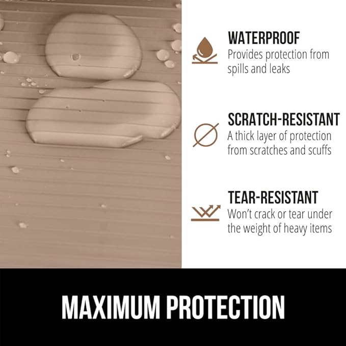 GORILLA GRIP DuraGuard Shelf Liner, 17.5x30 Non-Adhesive Cabinet Liners for Kitchen Drawers, Shelves, Refrigerator, Pantry Storage, Bathroom Closet, Durable Waterproof BPA Free Ribbed Plastic, Beige