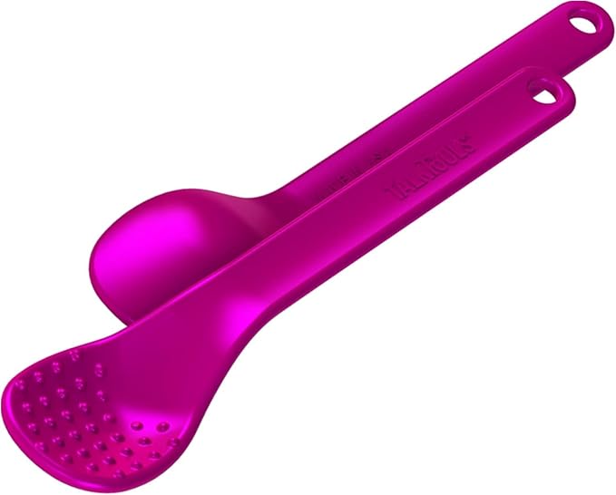 TalkTools Bumpy Magenta Spoons | Provides oral awareness during feeding | Encourages lip closure | Normalize acceptance of foods with a variety of textures - 12 Pack