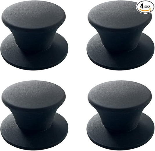 JoyTube Black Universal Pot Pan Lids, BPA Free Replacement Knob Silicone Heat Resistant Pan Cover Holding Handles Dishwasher Safe Fits Skillets ＆ Kitchen Cookware (Pack of 4)