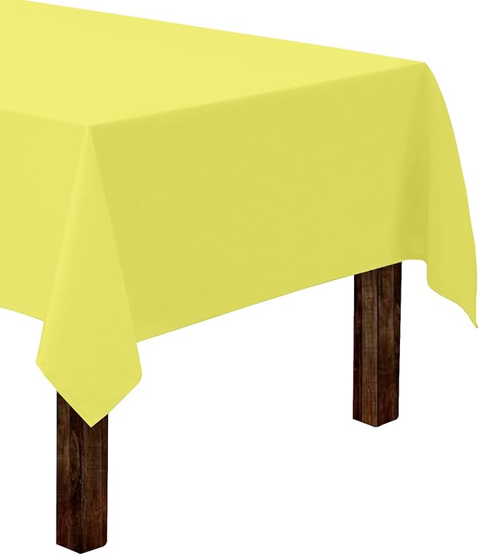 Gee Di Moda Rectangle Tablecloth - 60 x 84 Inch Yellow Table Cloth for 5 Foot Rectangle Tables - Heavy Duty Washable Fabric - for Holiday Party, Dinner, Weddings, Baby Shower & Events