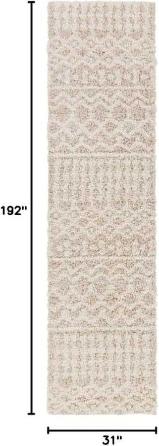 Livabliss Hapsburg Moroccan Shag Runner Area Rug,2'7" x 16',Beige