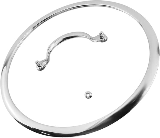 Woogim 10.5 Inch Thickened Tempered Glass Lid with Ergonomic Stainless Steel Grip,Dishwasher Safe and Oven Up to 480℉,Wide Edge Cover for Frying Pans,Sauce Pots & Woks