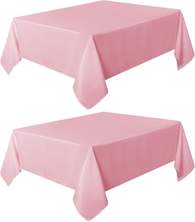 sancua 2 Pack Pink Tablecloth 60 x 102 Inch, Rectangle Table Cloth for 6 Feet Tables - Stain and Wrinkle Resistant Washable Polyester Table Cover for Dining Tables, Valentines Parties