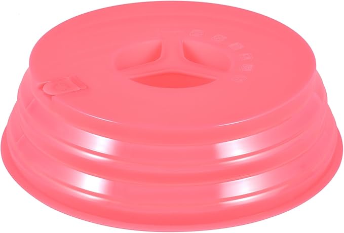 Kichwit Collapsible Silicone Microwave Plate Cover for Food, Dishwasher Safe and BPA Free, Red, 10.2”