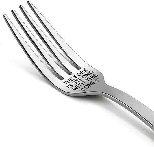 The Fork is Strong with This One Funny Laser Engraved Stainless Steel Fork with Gift Box,Birthday Father's Day Christmas Graduate Gifts for Dad,Husband,Star Movie Fans,Men,women,friends