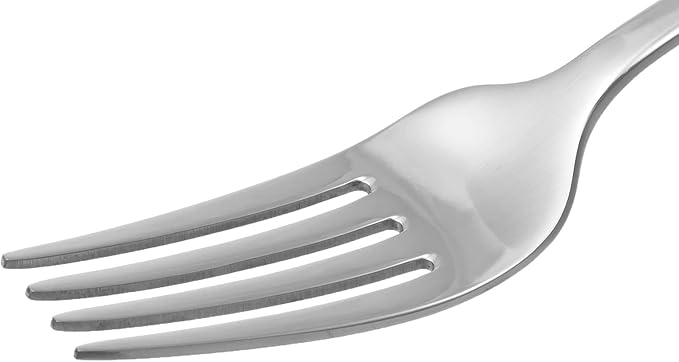 Amazon Basics Stainless Steel Dinner Forks with Scalloped Edge, Pack of 12, Silver