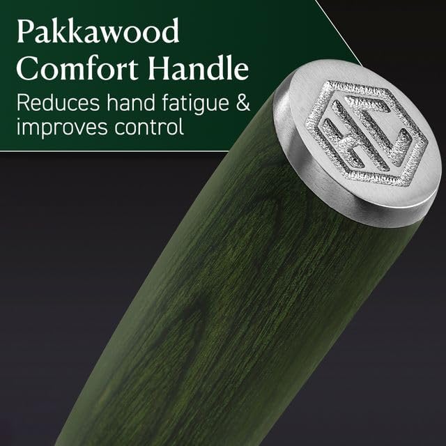 HexClad Essential Knife Set, 6-Piece, Japanese Damascus Stainless Steel Blades, Full Tang Construction, Pakkawood Handles