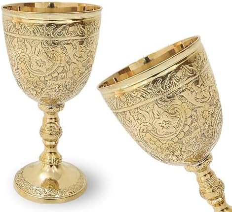 Wine Goblet Vintage Chalice Roman King Arthur Wine Cup Renaissance Medieval Drinking Goblet Unique Gift For Thanksgiving Christmas & Holidays (150 ml) (Golden Roman Cup)