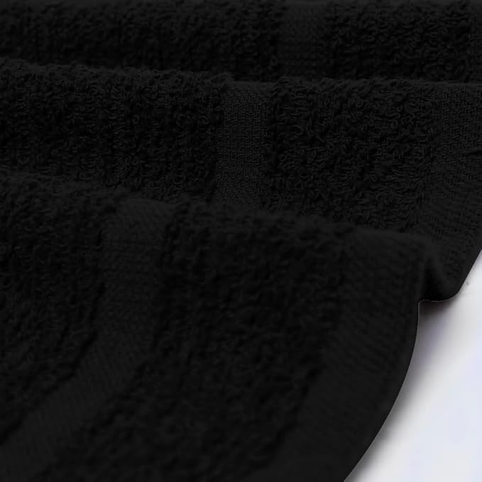 Avalon Towels Cotton Washcloths – (Pack of 48) Size 12x12 Inches, 100% Ring Spun Cotton, Soft & Absorbent Face Towels, Gym Towels, Hotel and Spa Quality, Reusable Fingertip Towels (Black)