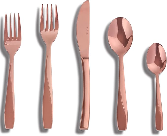 Rosegold 20 Piece Silverware Set,Stainless Steel Flatware Set for 4,18/0 Rust-Proof Cutlery Set with Forks & Spoons,Mirror Polished Dishwasher Safe - Heavy Duty Tableware for Home & Dining