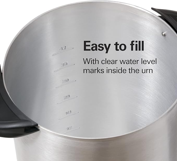 Hamilton Beach 45 Cup Coffee Urn and Hot Beverage Dispenser, Silver (40519)