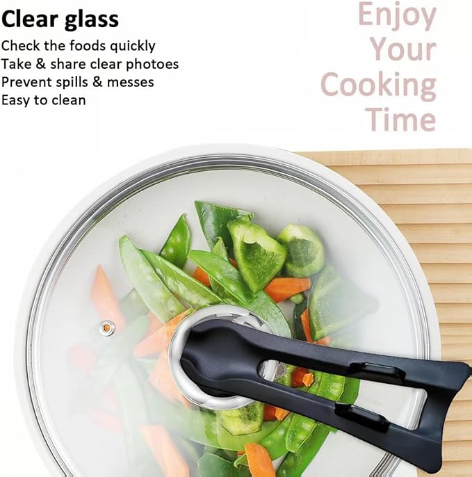 12 inch Glass Lids For Pots, Pans and Skillets,Fit Pot With Inner dia 11.7-12.1 Inches, Available in size 11″, 12″, 12.5″, 13.5″ and 14″,Replacement Tempered Clear Glass Lids with Steam Vent