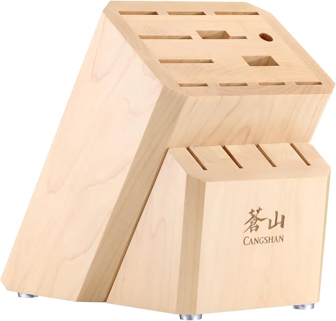 Cangshan Empty Knife Block, 16-Slot Organizer, Flat Top (Maple Wood)