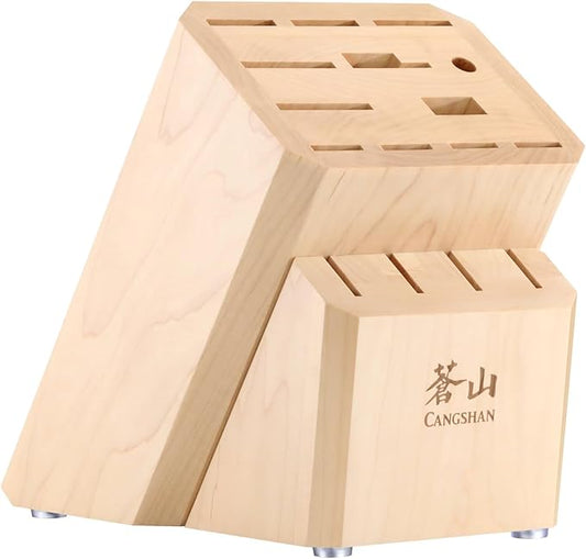 Cangshan Empty Knife Block, 16-Slot Organizer, Flat Top (Maple Wood)