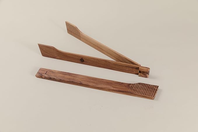 Super Slim Spring Salad Tongs: Teak Wood Salad Hand Server 0.1" x 0.1" x 12" Kitchenware Serving Utensils from SiamMandalay Gourmet Collection