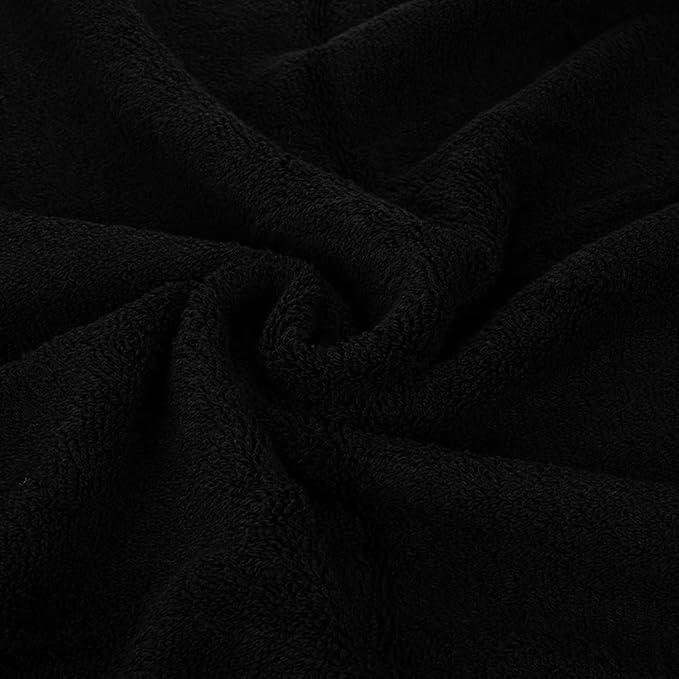 CASA COPENHAGEN Solitaire Designed in Denmark 600 GSM Hotel & Spa Decorative Kitchen & Bathroom Egyptian Cotton 6 Piece Towel Set, Includes 2 Bath Towels 2 Hand Towels 2 Washcloths – Dark Black