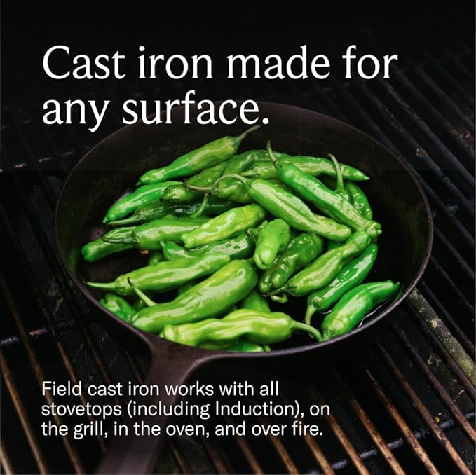Field Company 8.38-Inch Cast Iron Skillet – Lightweight & Smooth, Made in USA, Pre-seasoned with Organic Oil – Great for 1–2 Servings (No.6 Small)