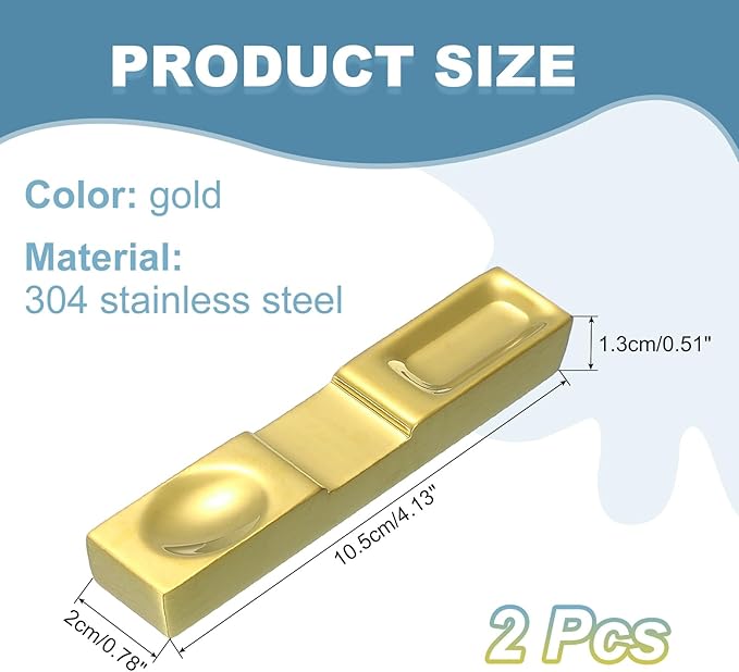 uxcell 2pcs Chopstick Rest, 304 Stainless Steel Chopsticks Holder 4.13" x 0.78" x 0.51", Household Tableware Kitchen Tools for Spoon Fork Teaspoon Dining Tool Rest, Gold