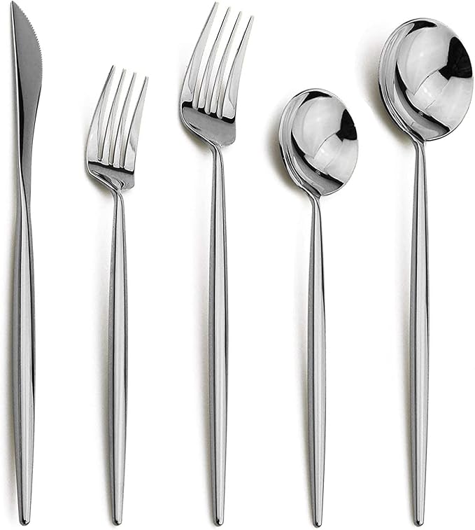 20-Pieces 18/10 Stainless Steel Silverware Set, Mirror Polishing SilverFlatware Set , Kitchen Knife Fork Spoon Utensils, Service for 4