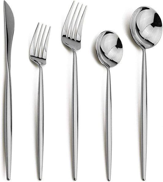 20-Pieces 18/10 Stainless Steel Silverware Set, Mirror Polishing SilverFlatware Set , Kitchen Knife Fork Spoon Utensils, Service for 4