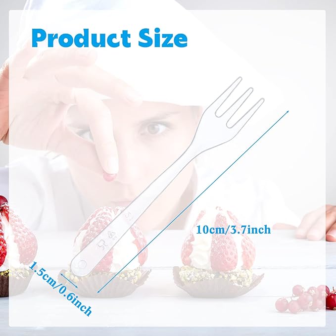 Skylety 500 Pcs Plastic Mini Forks 3.7 x 0.6 Inch Tiny Small Disposable Appetizer Cocktail Tasting Forks Utensils for Fruit Dessert Cakes Serving Supply(Clear)