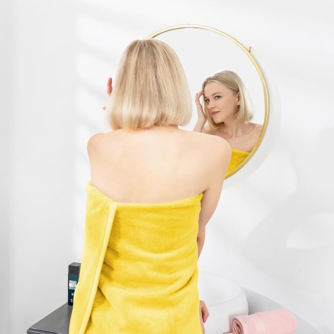 COZYART Yellow Bath Towels for Bathroom 2 Pcs, 27x54 Turkish Cotton Bath Towel Set Super Soft Highly Absorbent Durable 650 GSM Shower Towels for Daily Use