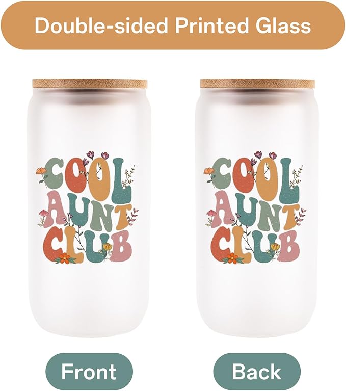 Aunt Gifts for New Auntie,16 Cool Aunt Club Oz Iced Coffee Cup from Nieces Best Auntie Gifts Ideas for Birthday, Aunty Drinking Jar