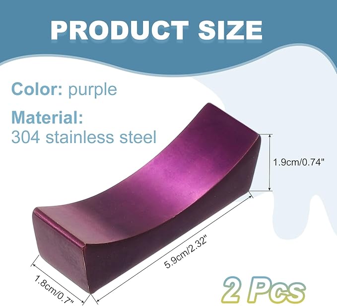 uxcell 2pcs Chopstick Rest, 304 Stainless Steel Chopsticks Holder 2.32" x 0.7" x 0.74", Household Tableware Kitchen Tools for Spoon Fork Teaspoon Dining Tool Rest, Purple