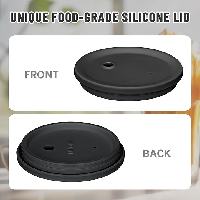 NiHome 33oz Glass Handle Cup with Silicone Lid and Straw for Daily Hydration, Large Capacity for Hot Tea, Iced Coffee, Smoothies, Ergonomic Design with Modern Minimalist Clock Pattern, Dishwasher Safe