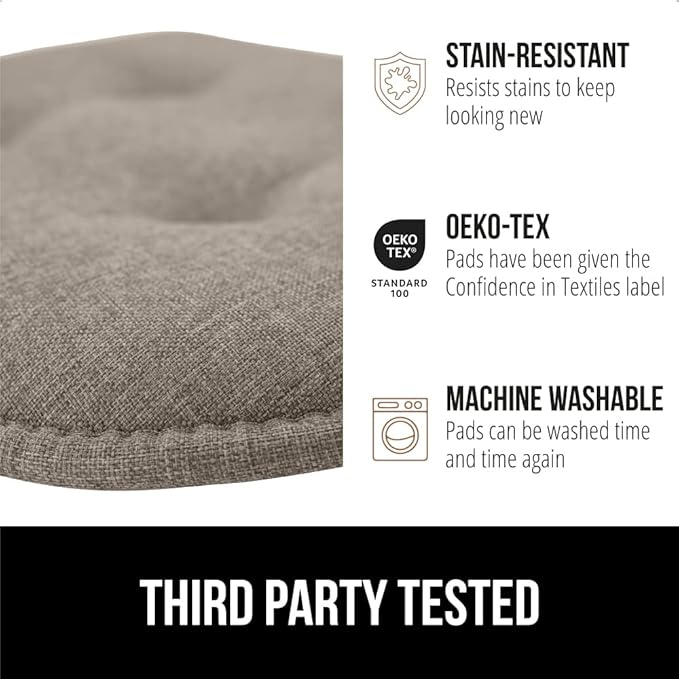 GORILLA GRIP Slip Resistant Tufted Chair Cushions, No Ties Required, Memory Foam Pads for Dining Room Kitchen Table, Office, Rocking Chairs, Plush Seat Cushion Pad, Home Decor, Set of 4, 16x17, Beige