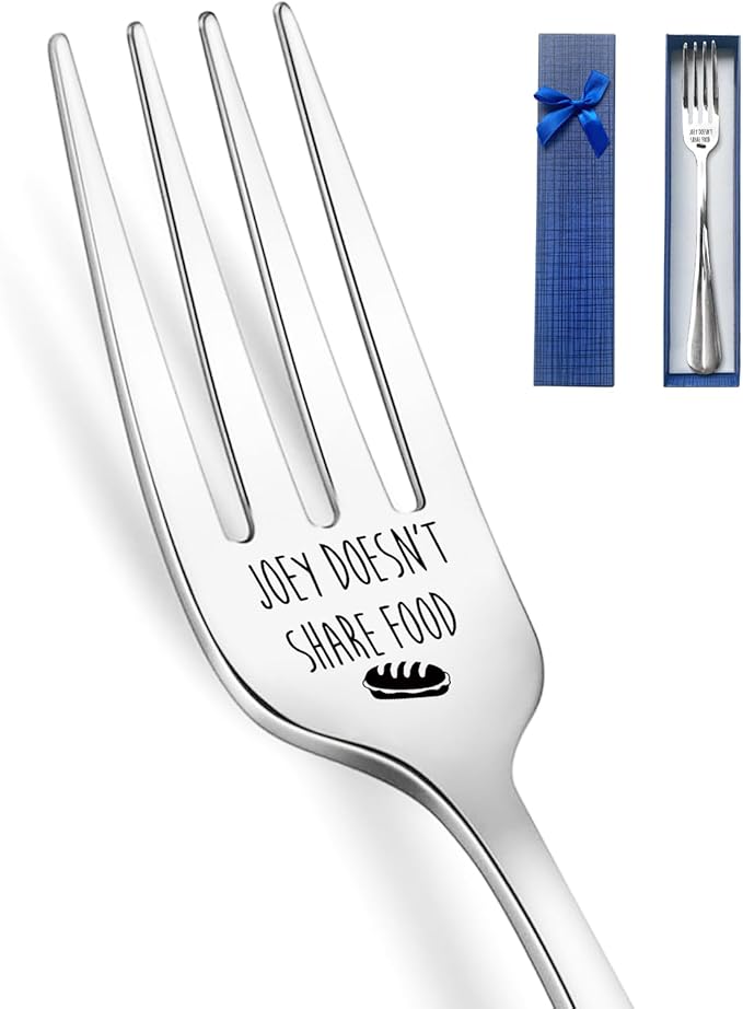 Joey Doesn't Share Food Funny Engraved Stainless Steel Fork,Best Bread Cake Dessert Fork,Best Friends TV Show Fans gift,for Women,Men,Kid,Sister,Parents Birthday Christmas Thanksgiving Gifts