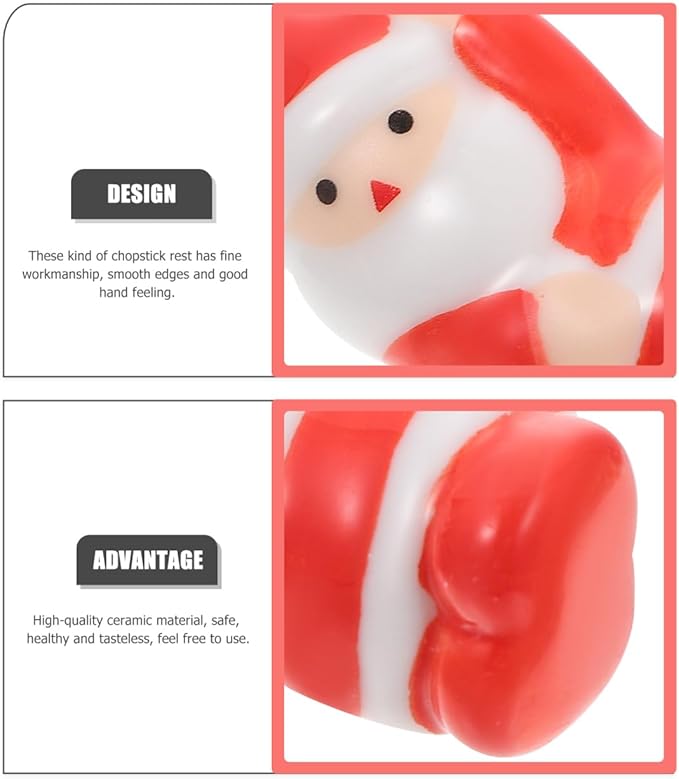 Hemoton 5Pcs Christmas Chopstick Rest,Cute Ceramic Santa Claus Chopstick Holder,Xmas Dinner Spoon Stand Fork Knife Holder for Holiday Dining Tableware