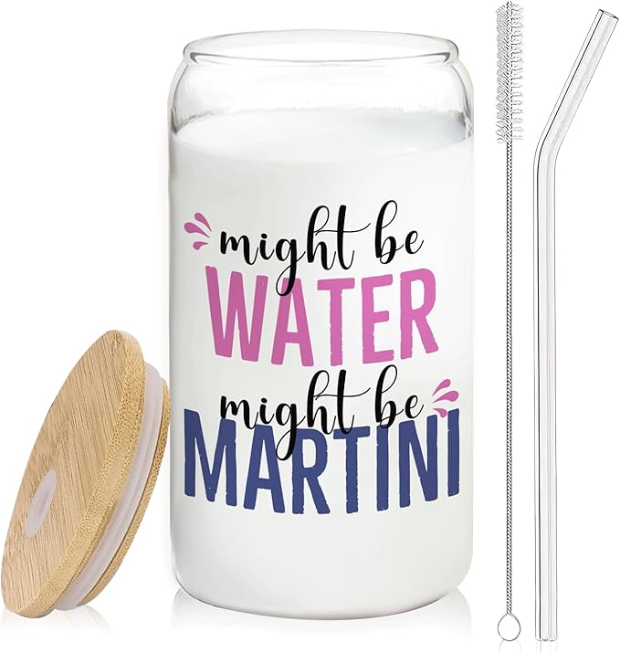 Martini glasses cup Gifts for Cocktail Lovers, Funny Might Be Martini Tumbler Gifts For Women 14oz,Tequila Lime drinking jar for Cocktail Lovers